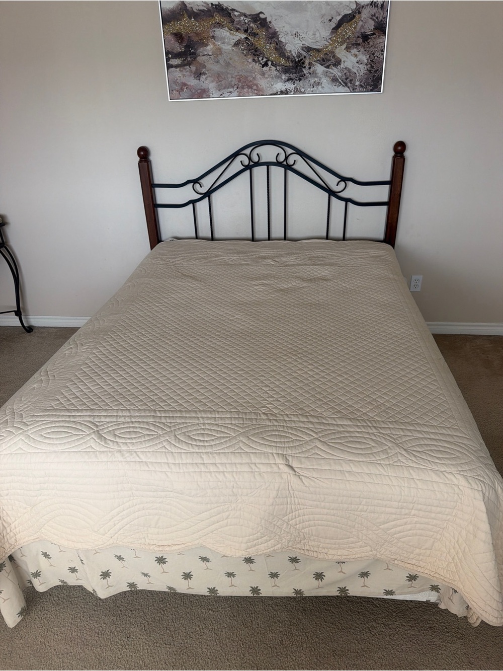 Vintage Pottery Barn 92"x88" Matelasse Scalloped Blanket Quilt Size Full /Queen